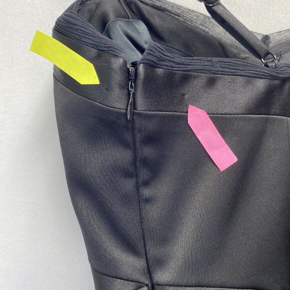 BCBG Paris Adjustable Straps Body Con Lined Dress Women Sz 6 Black Side Zipper - Picture 2 of 16